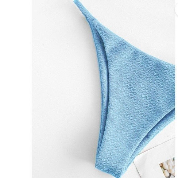 NWOT Zaful | Light Blue Barely There Low Waisted Bikini Swim Bottom L (8) - Picture 1 of 8